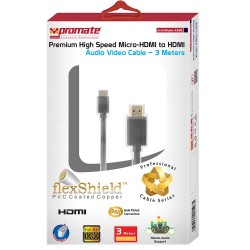 Promate Linkmate-H3 High Speed Micro-HDMI to HDMI Audio Video Cable, 3 Meters