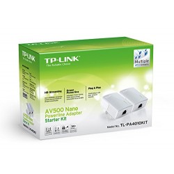 TP-LINK TL-PA4010KIT AV500 500 Mbps Nano Powerline Adapter Starter Kit - White, Pack of 2