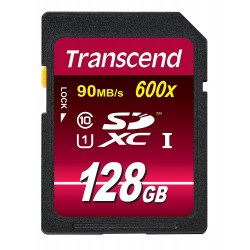 Transcend 128GB SDXC Class 10 UHS-1 Flash Memory Card Up to 90MB/s (TS128GSDXC10U1)