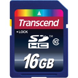 Transcend 16GB SDHC Class 10 Flash Memory Card Up to 30MB/s (TS16GSDHC10)