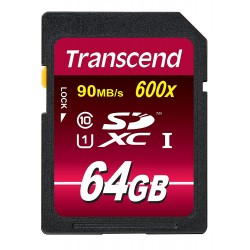Transcend 64GB SDXC Class 10 UHS-1 Flash Memory Card Up to 90MB/s (TS64GSDXC10U1)