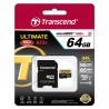 Transcend 64 GB MicroSDXC Class 10 UHS-I/U3 Memory Card with Adapter 95 Mb/s (TS64GUSDU3)