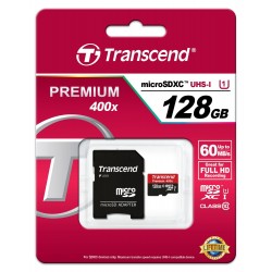 Transcend TS128GUSDU1 128GB MicroSDXC Class10 UHS-1 memory Card with Adapter 45 MB/S