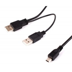 USB 2.0 DUAL Power Y Shape 2 x Type A TO Mini B Cable For External Hard Drives/Camera/Card Readers 0.5M