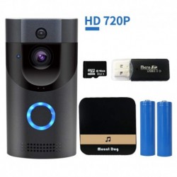 WiFi Smart Video Doorbell Camera Wireless Door Bell 720P HD Wireless Home Security Doorbell Camera with 16GB Storage Card 2 R