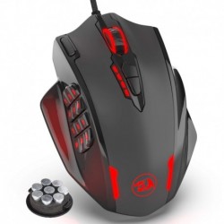 Redragon Impact RGB LED MMO Mouse with Side Buttons Laser Wired Gaming Mouse with 12,400DPI, High Precision, 18 Programmable 
