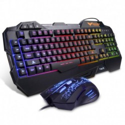 HAVIT Rainbow Backlit Wired Gaming Keyboard Mouse Combo Black 