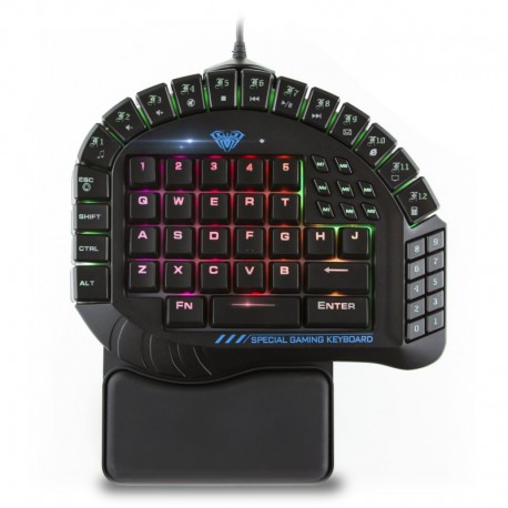 AULA One Handed Gaming Keyboard, RGB LED Backlist Mechanical Keyboard with Removable Hand Rest for PC Gamer & Typing