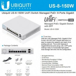 UniFi Switch Managed PoE+ US-8-150W Gigabit 8-Port with SFP 150W