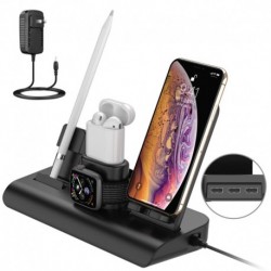 4 in 1 Charging Stand Wireless Charging Support for iPhone AirPods Apple Watch Charger Dock, Charging Station Compatible with