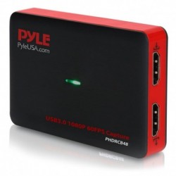 Pyle Video Game Capture Card Device with Video Recorder, HDMI Output, Full HD 1080P Live Streaming, USB, SD, PC, DVD, PS4, PS