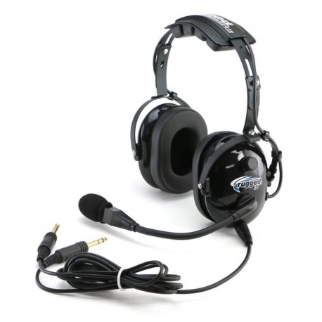 Rugged Air RA200 General Aviation Pilot Headset with Noise Reduction, GA Dual Plugs & MP3 Music Input