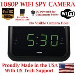 SecureGuard 1080P HD WiFi Wireless IP Alarm Clock Radio Hidden Security Nanny Cam Spy Camera with 16GB SD Card Included 100