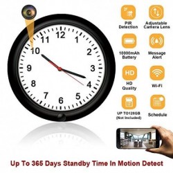 WiFi Spy Hidden Camera Wireless Wall Clock Camera with Adjustable Camera Lens,Motion Detection,365 Days Standby Time, Indoor 