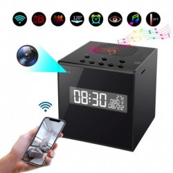 Kkeep Bluetooth Speaker Camera WiFi HD 1080P Camera Clock with Night Vision Wireless Stereo Speaker Motion Detection Display 